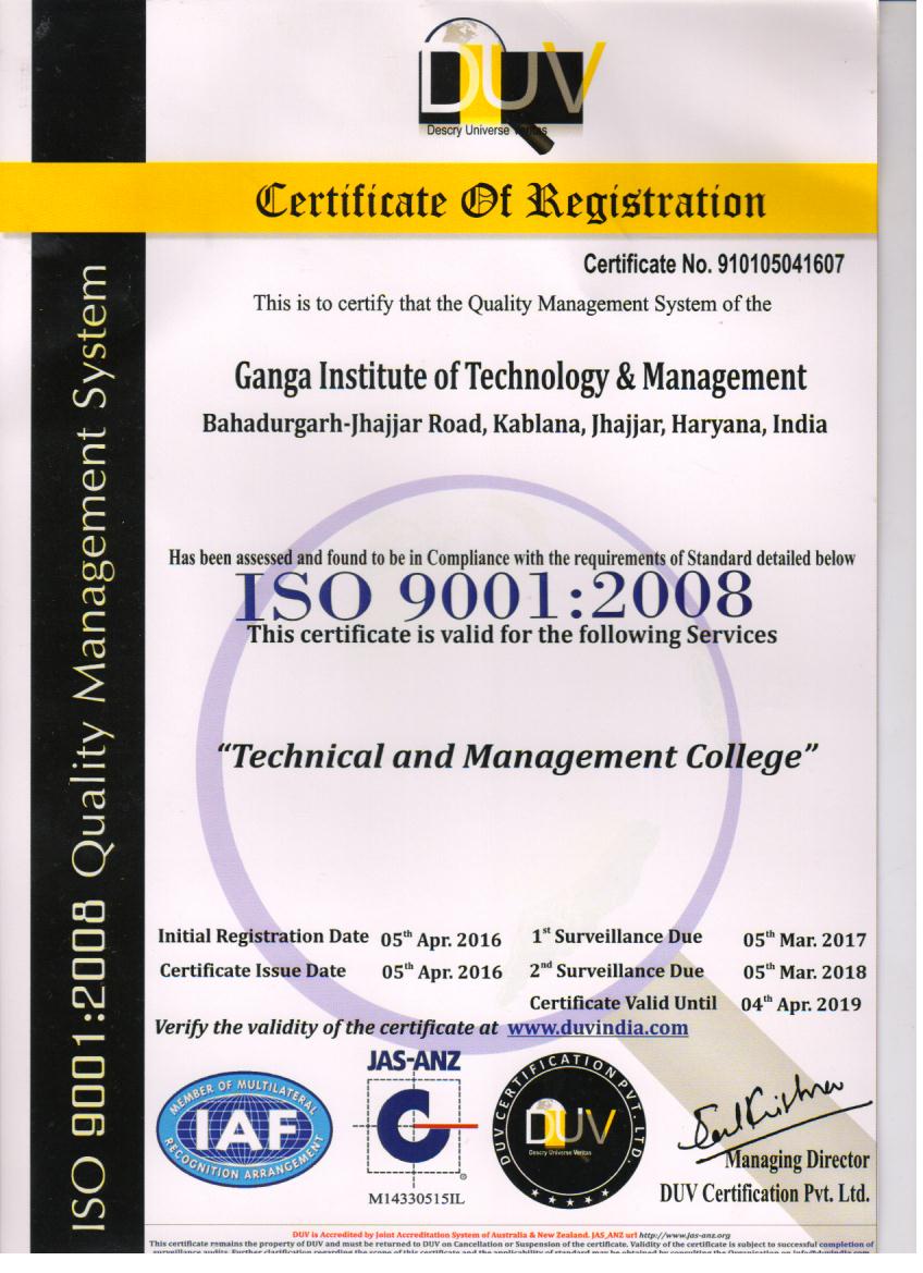 ISO Certificate 001